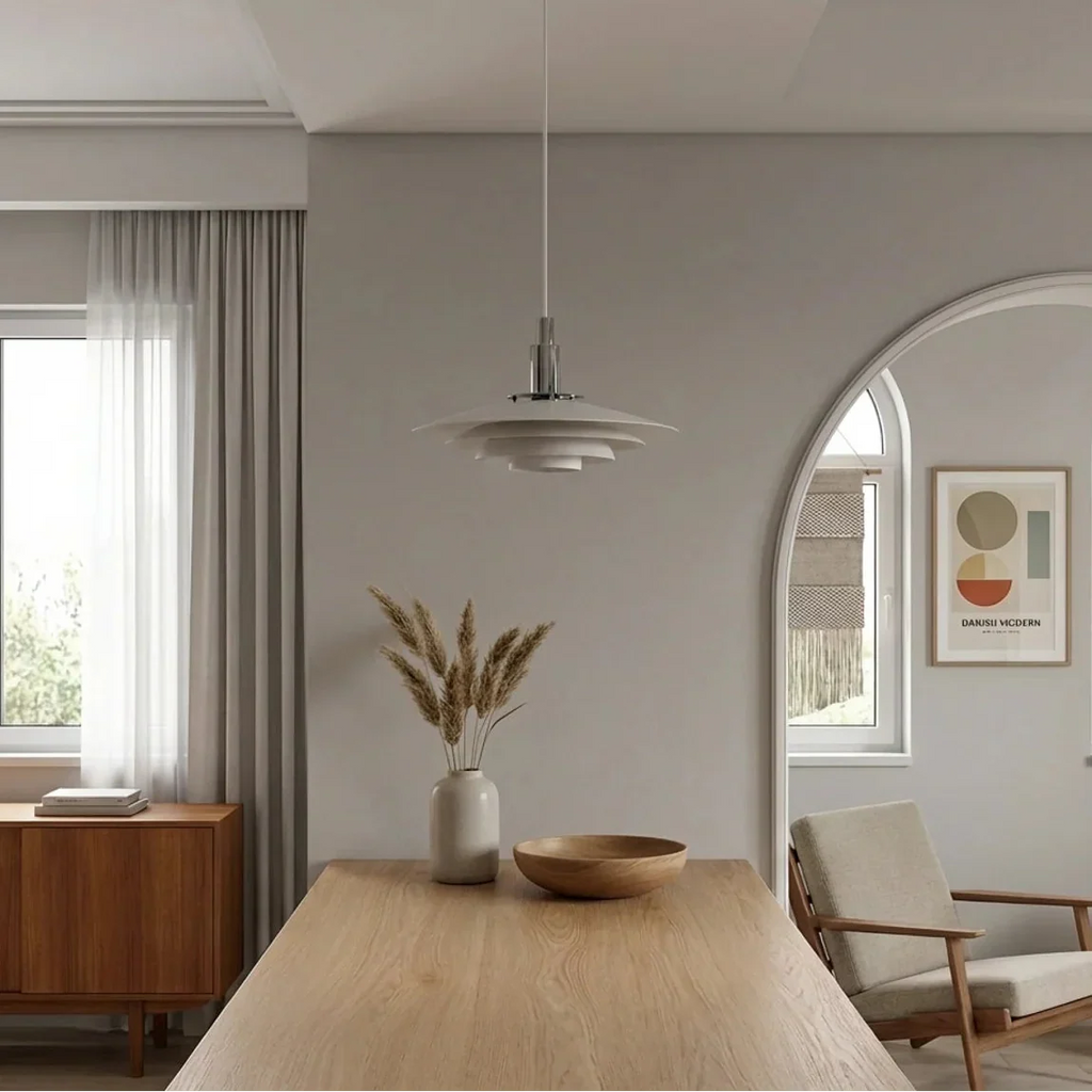 Danish Modern Multi Layer Pendant Light With Layered Shade Design