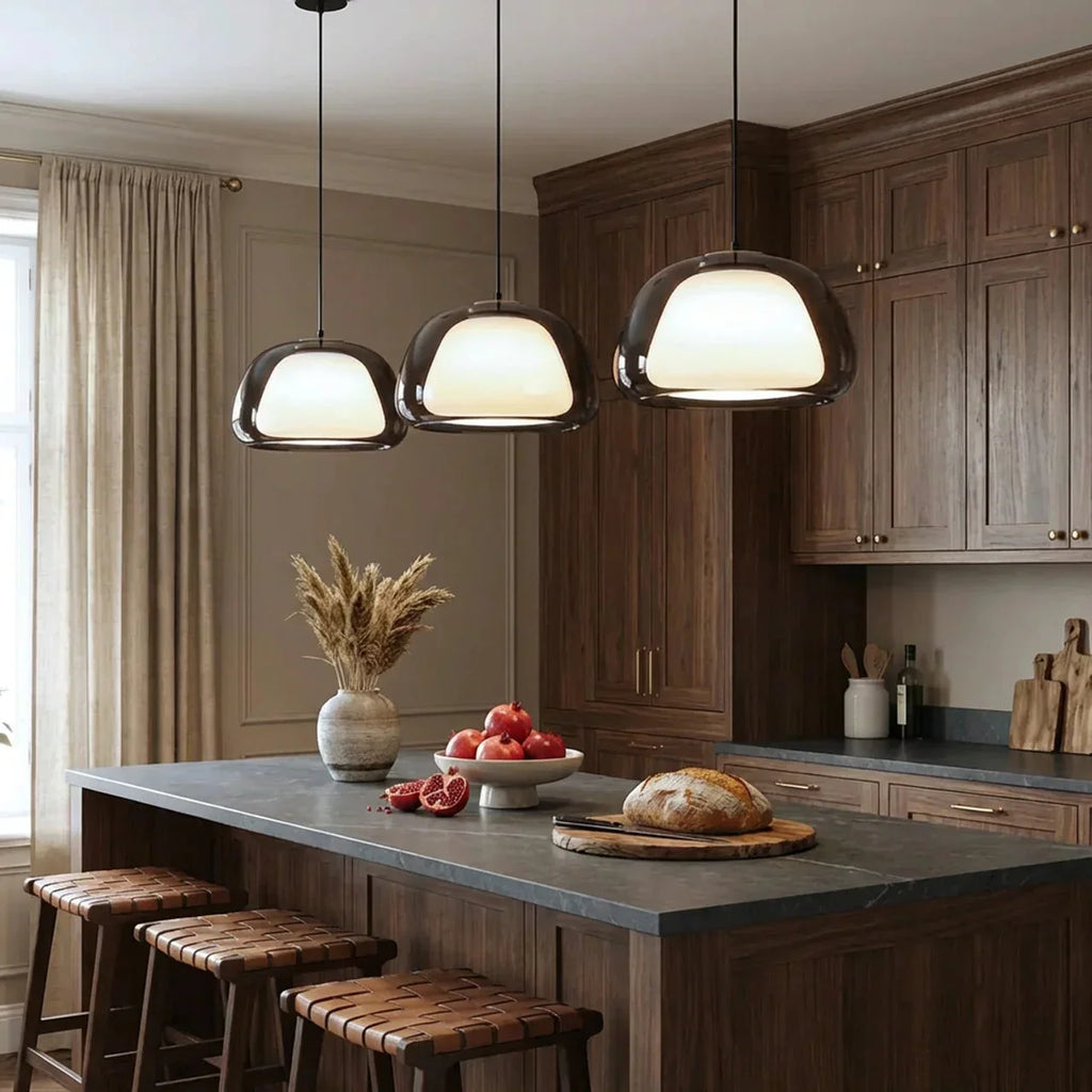 Contemporary Pendant Light With Glass Dome Shade Ceiling