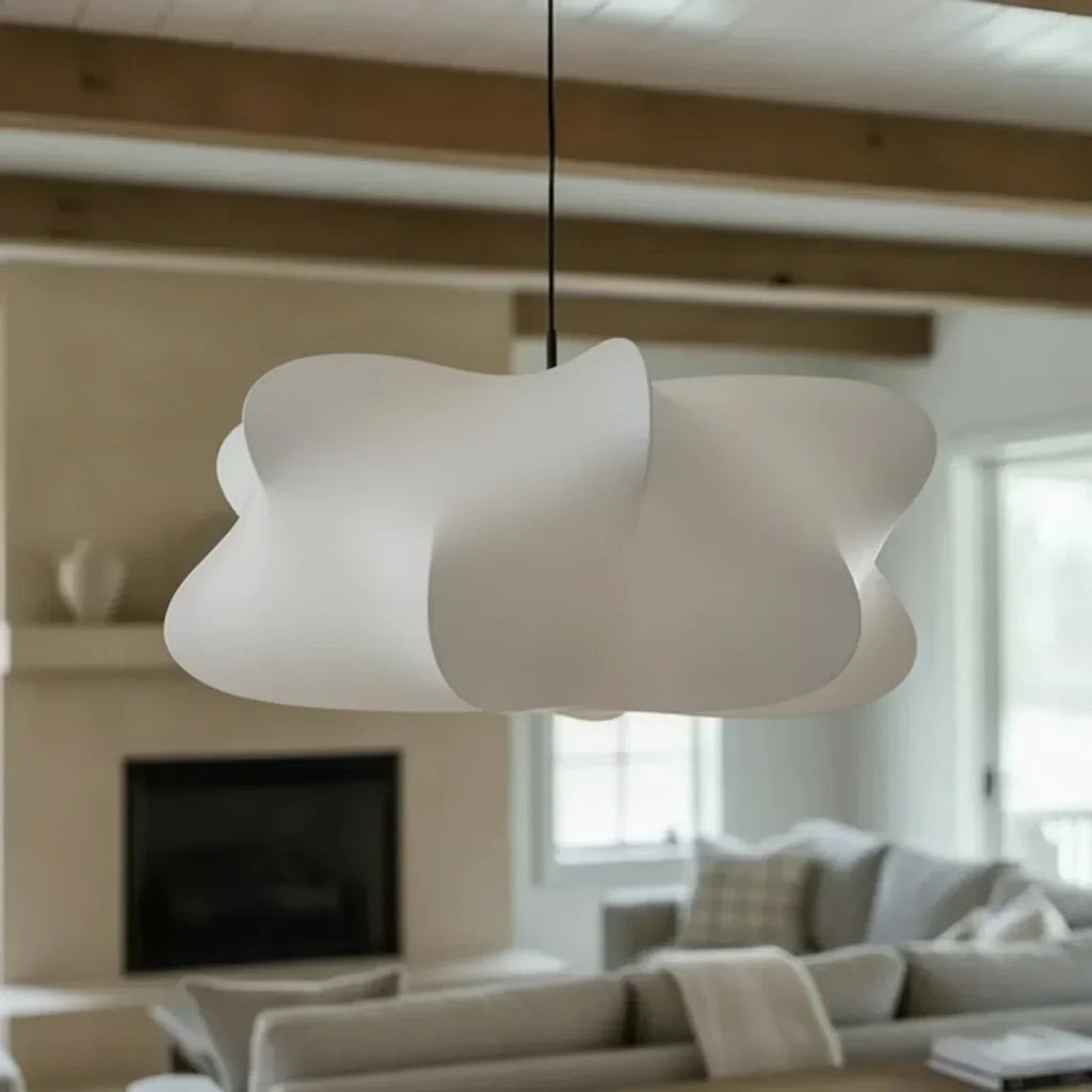 Mulberry Silk Pendant Light With Sculptural Shade For Indoor Use