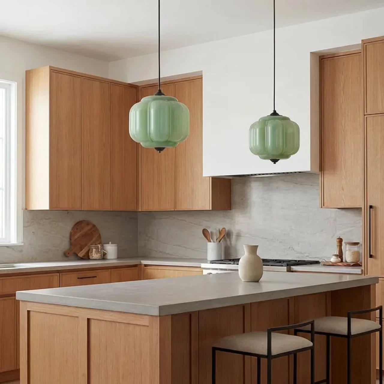 Lampada a soffitto in vetro con pendente a zucca in stile vintage