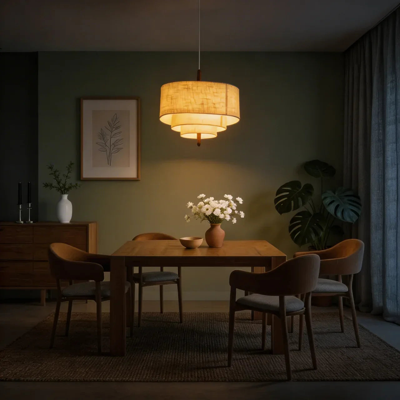 Layered Shade Pendant Light For Indoor Ceiling Mount