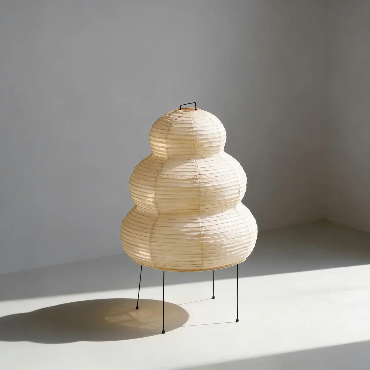 Floor Lamp With Rice Paper Shade In Layered Design