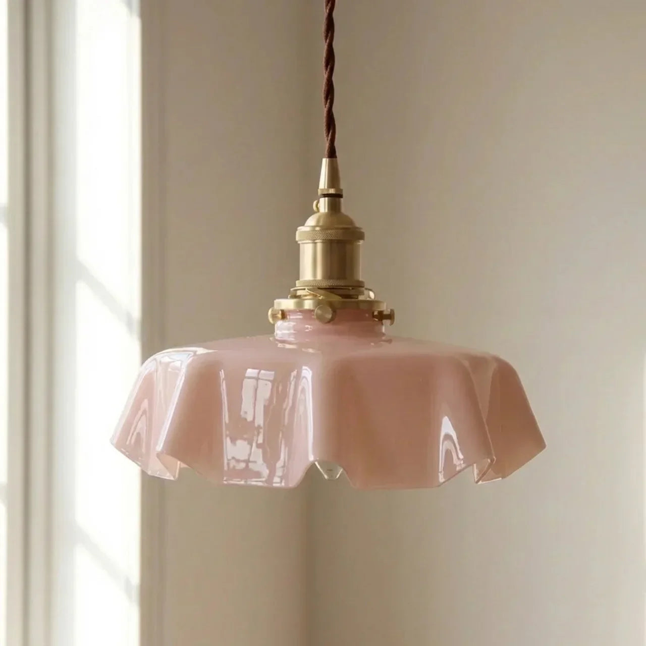 Elegant Draped Glass Art Deco Pendant Light Fixture