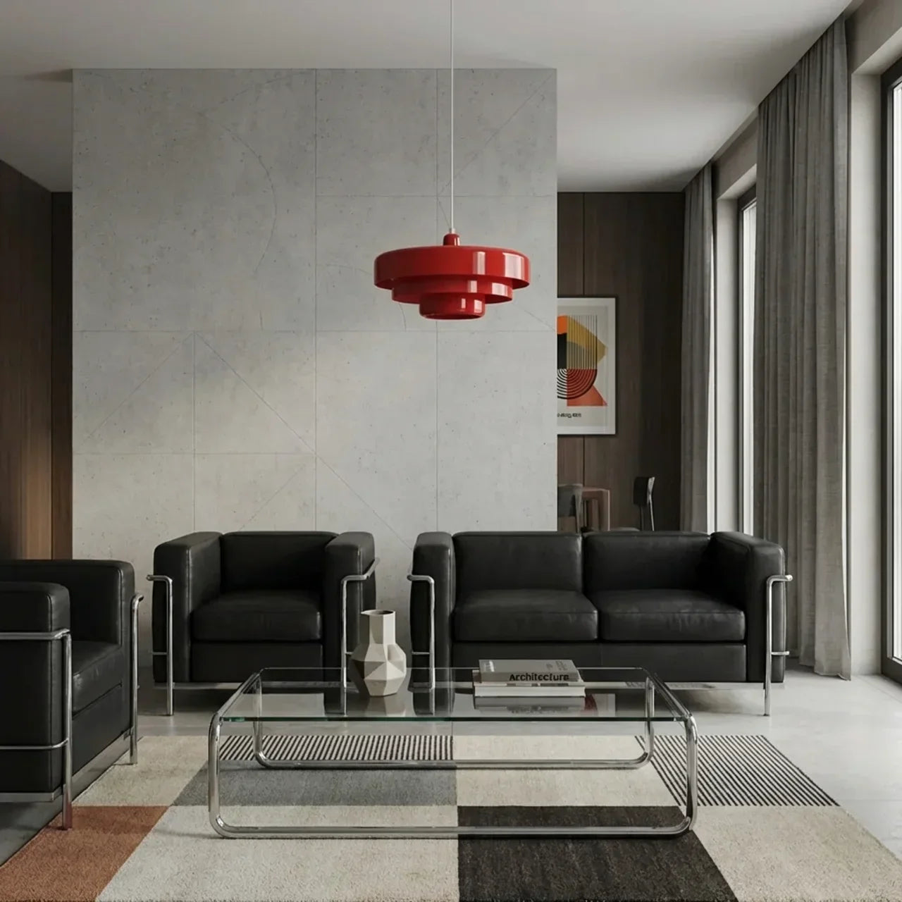 Bauhaus Style Layered Glass Pendant Lamp For Modern Interiors