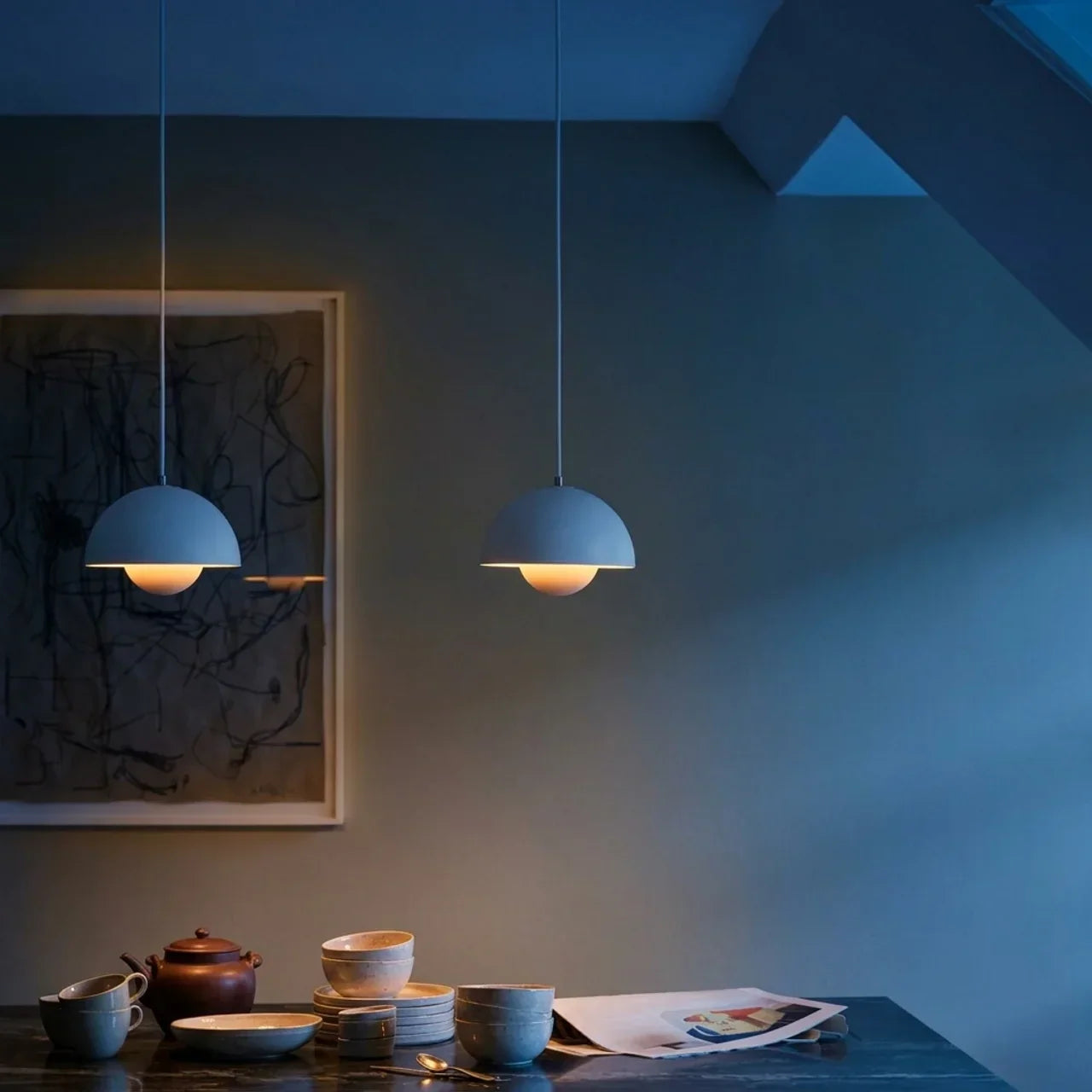 Soft-Form dänische moderne Pendelleuchte mit gewölbtem Schirm