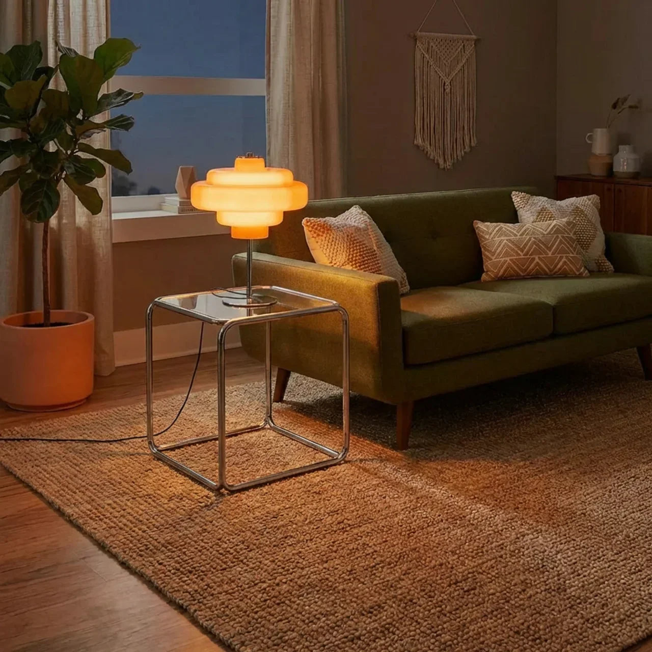 Bauhaus-inspirierte farbige Glas-Schreibtischlampe für moderne Wohnzimmer