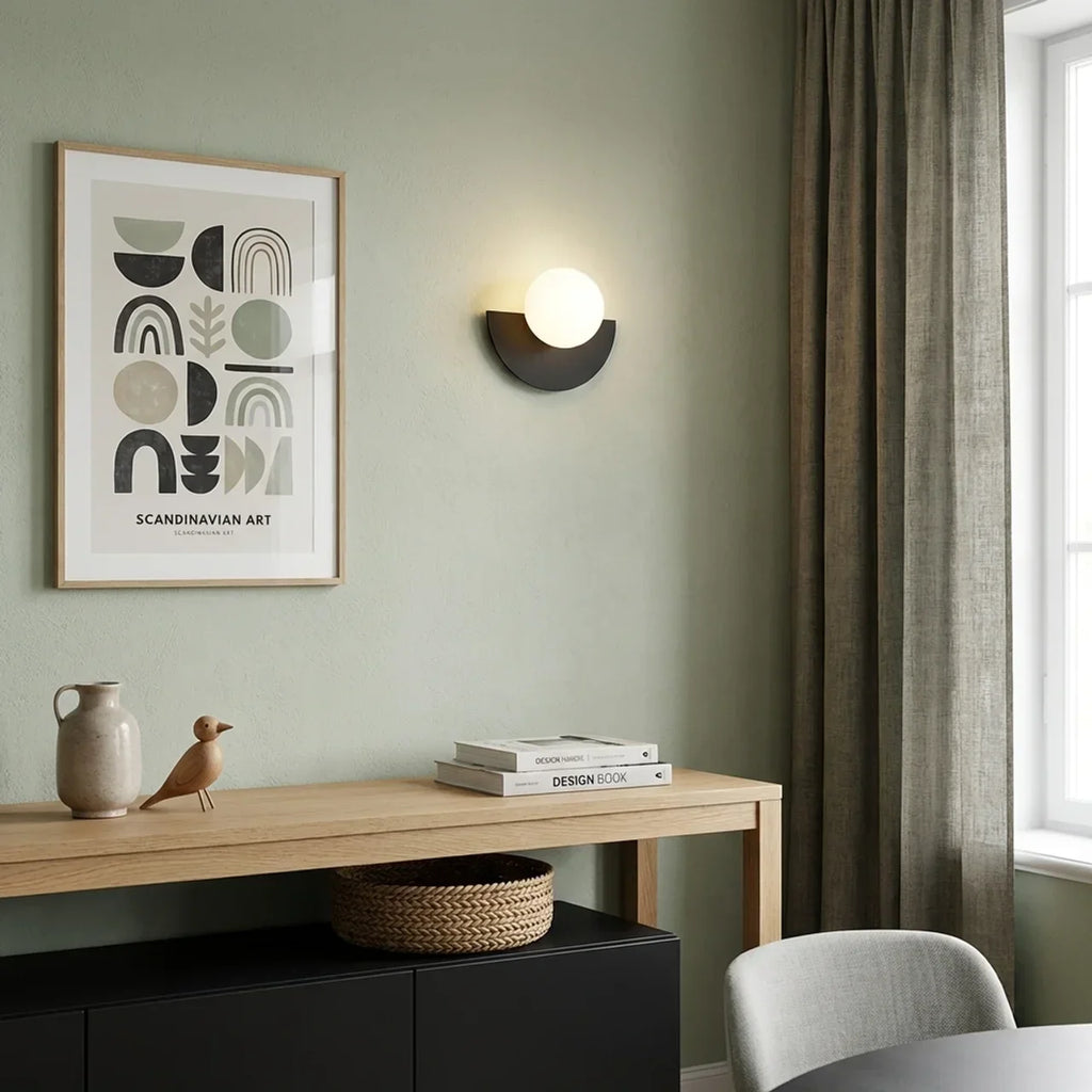 Semi-Circular Metal Wall Sconce With Built-In LED Lighting