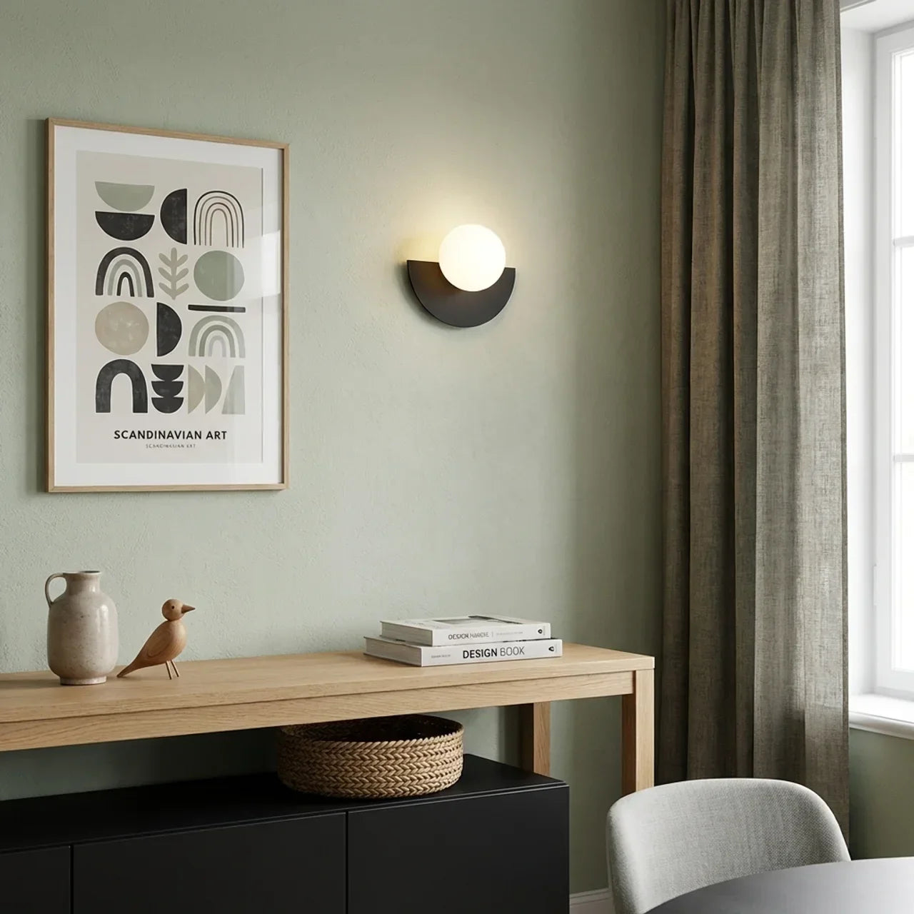 Semi-Circular Metal Wall Sconce With Built-In LED Lighting