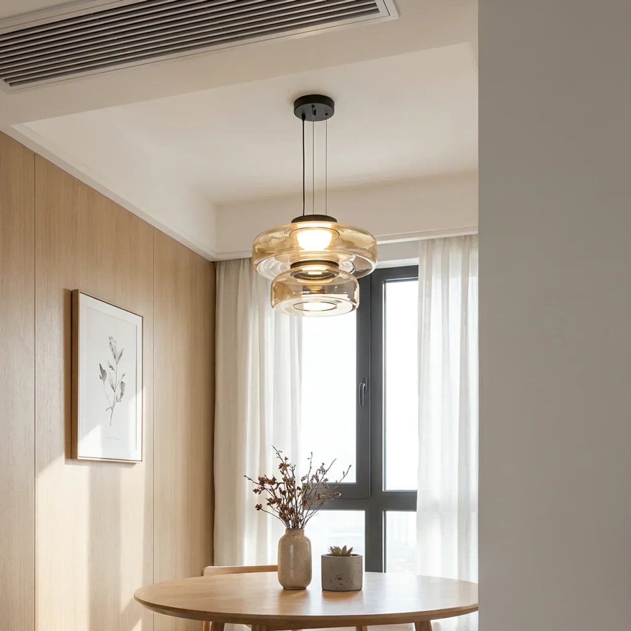 Bauhaus Style Glass Pendant Featuring Integrated LED