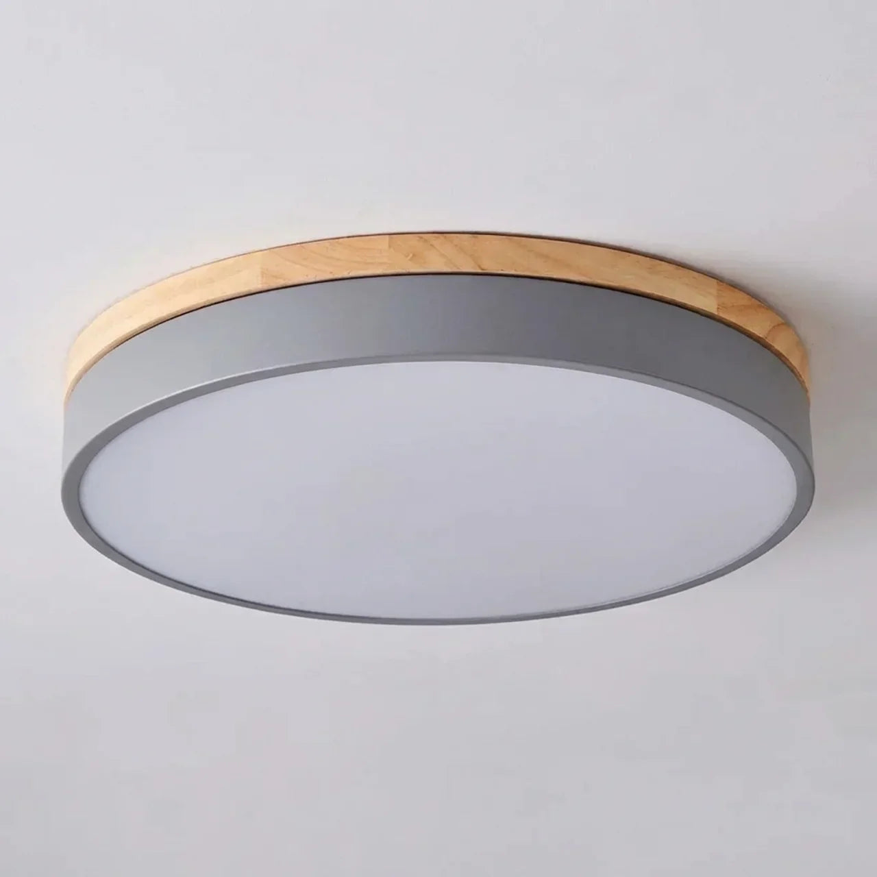 Plafonnier LED à garniture en bois, ultra mince encastré