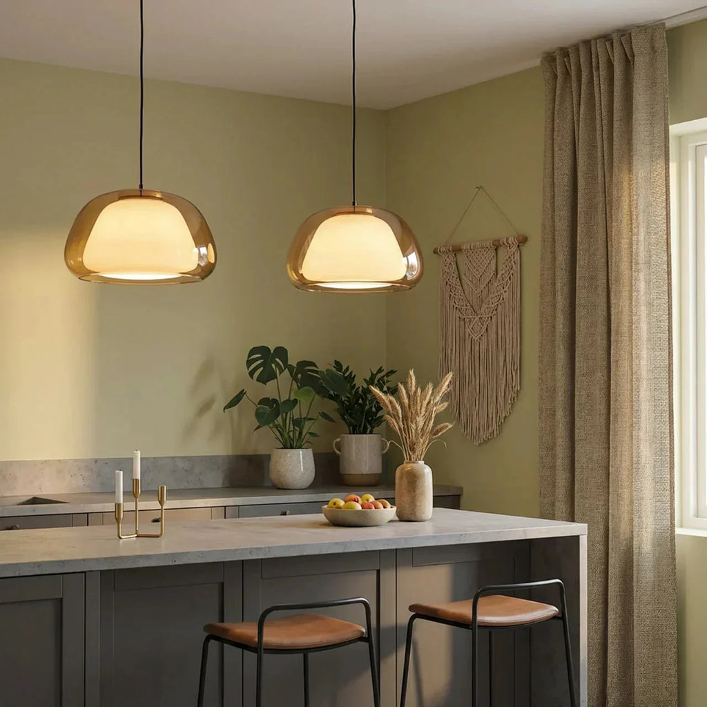 Contemporary Pendant Light With Glass Dome Shade Ceiling