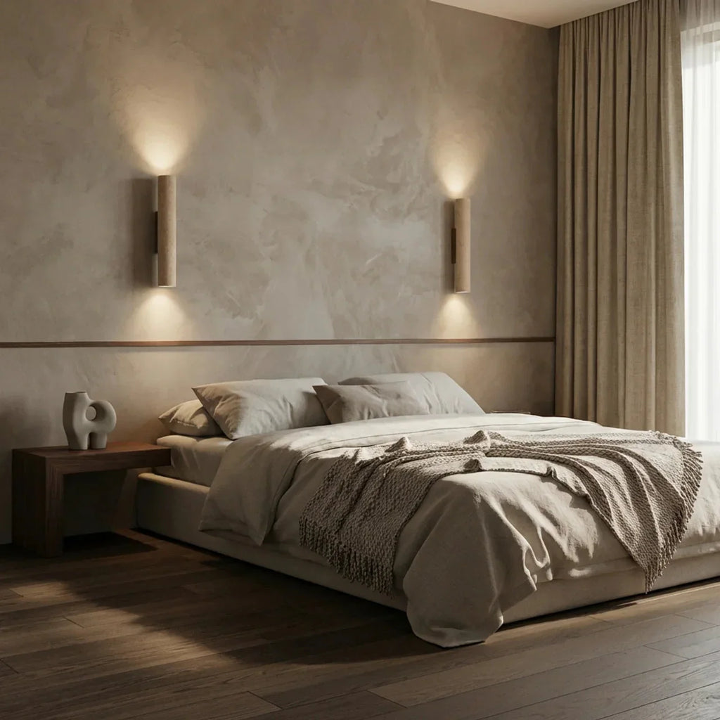 Travertine Wall Light With LED Up-Down Vertical Design