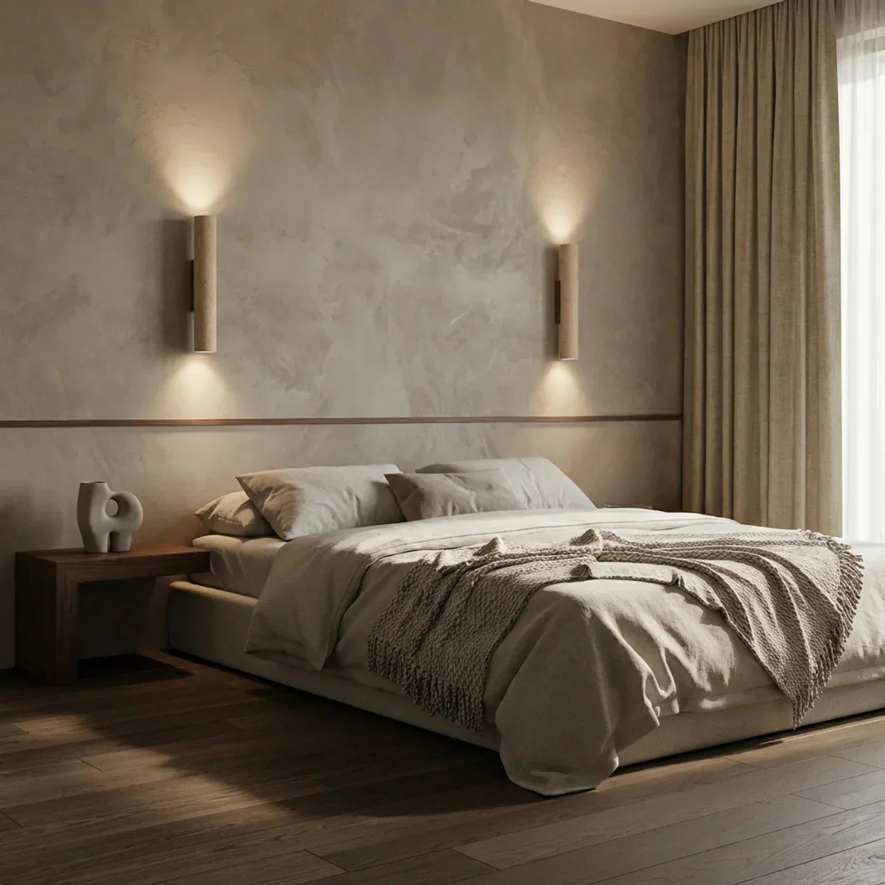 Travertine Wall Light With LED Up-Down Vertical Design