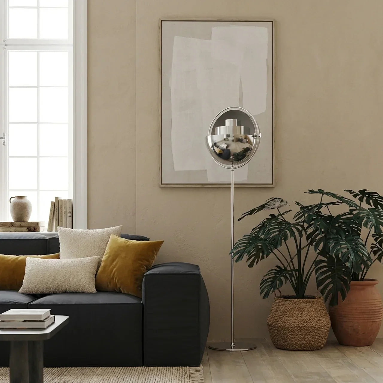 Lámpara de pie moderna escandinava con pantalla direccional ajustable