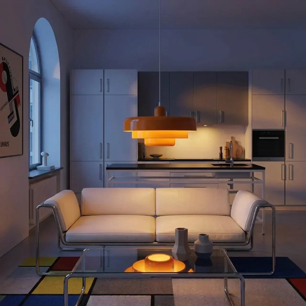 Bauhaus Style Layered Glass Pendant Lamp For Modern Interiors