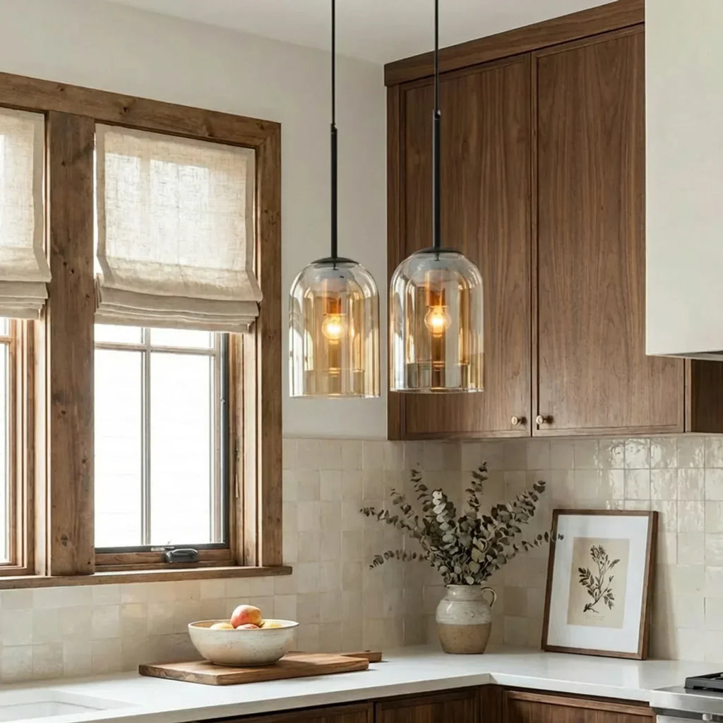 Double Glass Dome Ceiling Pendant Light For Living And Dining Areas