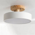 Półwpuszczana drewniana okrągła lampa sufitowa LED