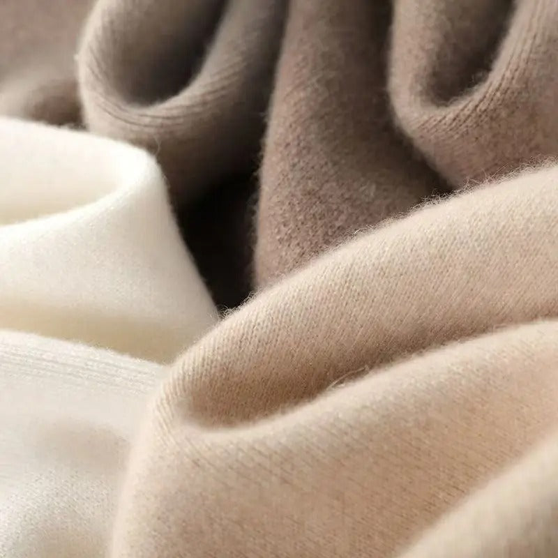 Wool and Cashmere Blend Wide-Leg Trousers for Women with Elastic Waist