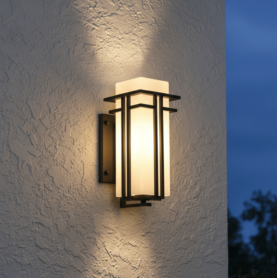 Matt Svart Værbestandig Industriell Vegglampe Med Jern Og Glass LED Lykt Vegglampe