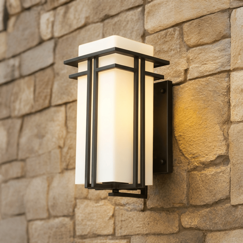 Matt Svart Værbestandig Industriell Vegglampe Med Jern Og Glass LED Lykt Vegglampe