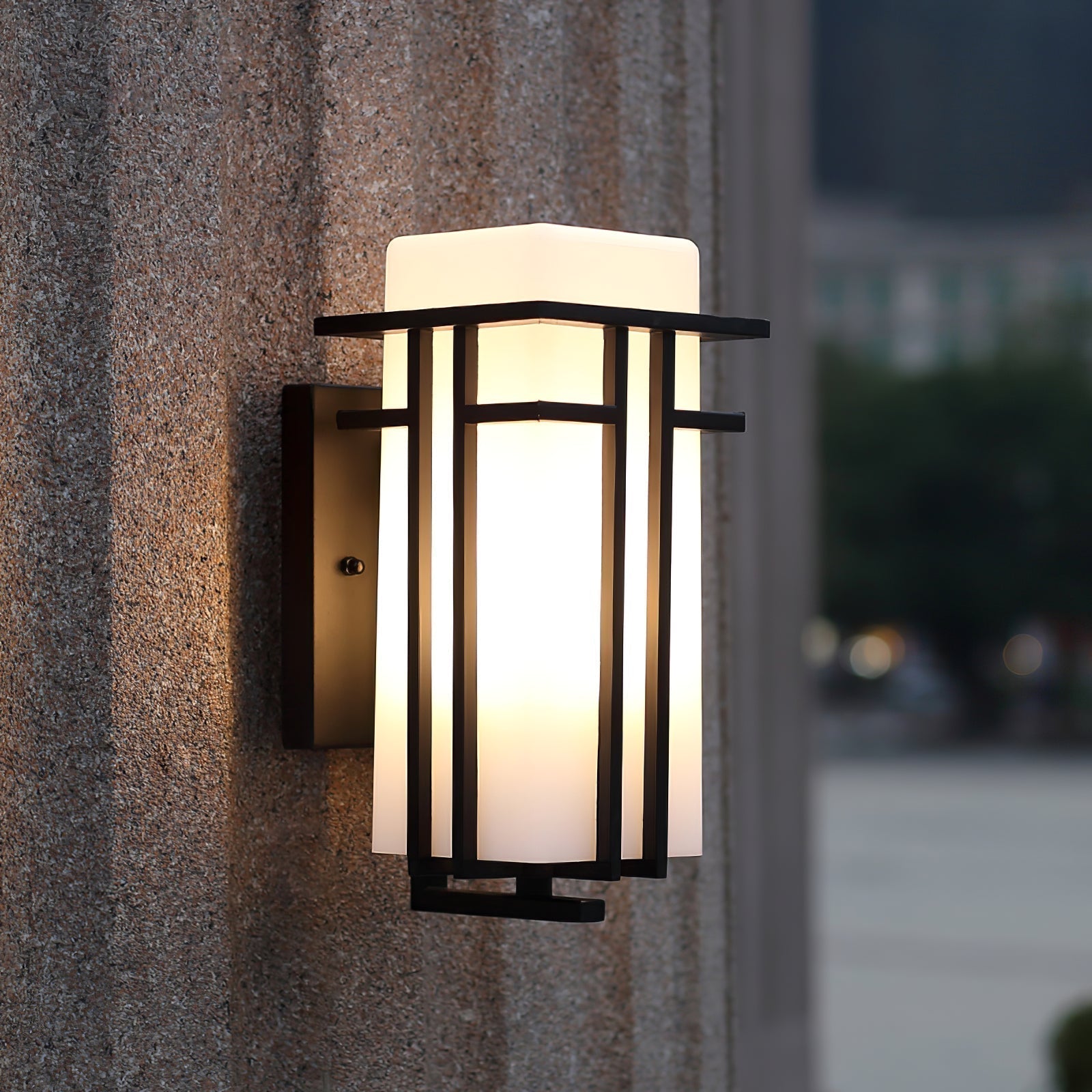 Matt Svart Værbestandig Industriell Vegglampe Med Jern Og Glass LED Lykt Vegglampe