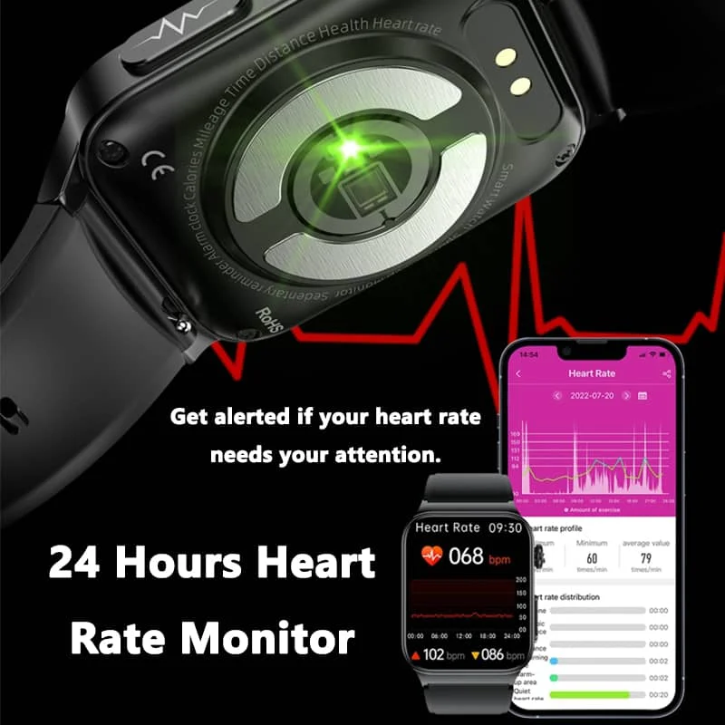 Alt-i-en sundhedsovervågningssmartwatch med EKG og blodsukkertracker