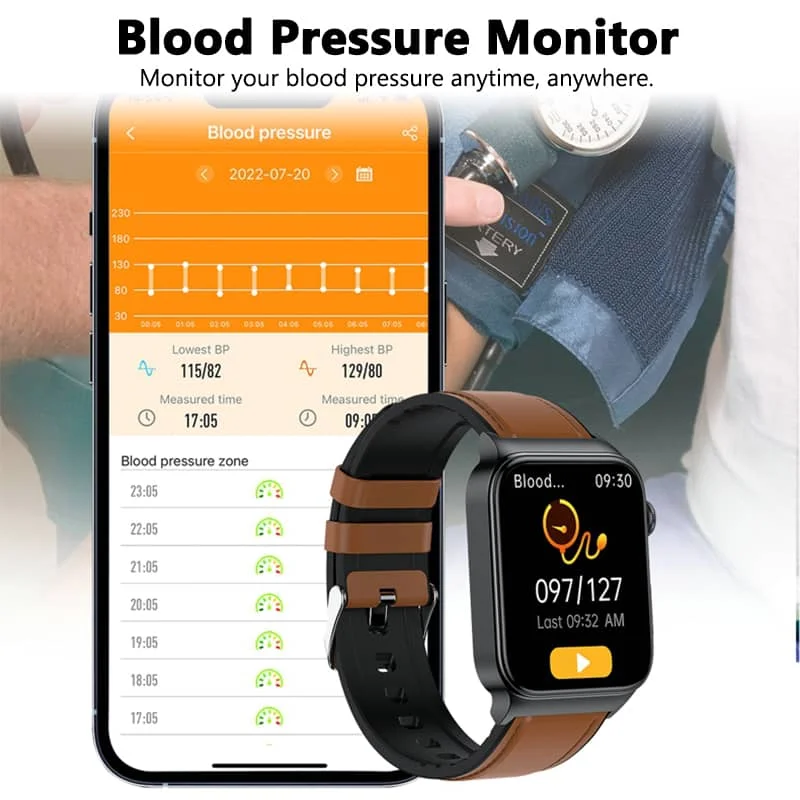 Alt-i-en sundhedsovervågningssmartwatch med EKG og blodsukkertracker