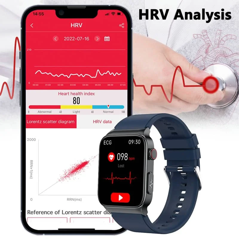 Alt-i-en sundhedsovervågningssmartwatch med EKG og blodsukkertracker