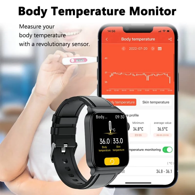 Alt-i-en sundhedsovervågningssmartwatch med EKG og blodsukkertracker