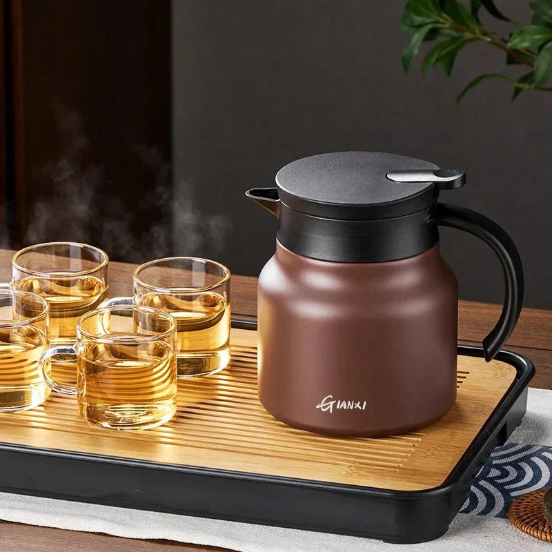 NovaTea Theepot met ingebouwde infuser, keramiek en roestvrij staal