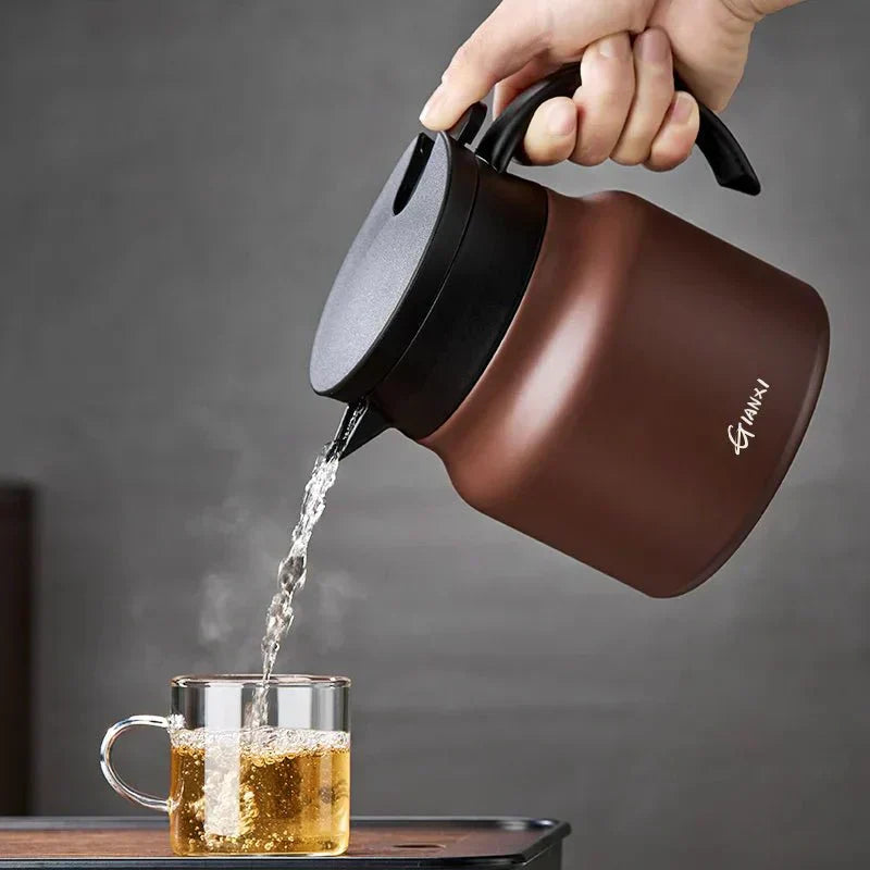 NovaTea Theepot met ingebouwde infuser, keramiek en roestvrij staal