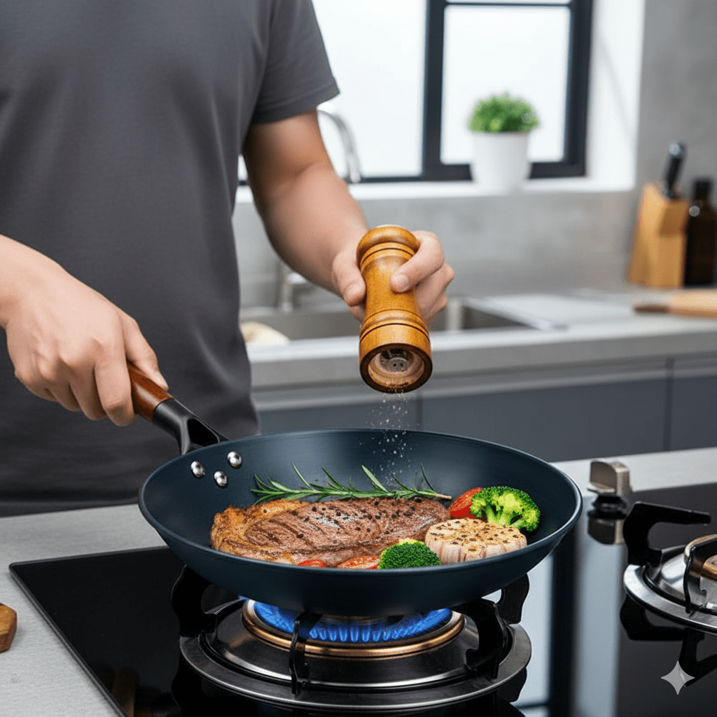 ForgeVerra Premium Cast Iron Pan With Non Stick Coating For Even Cooking