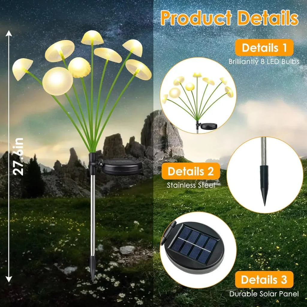 Lampa ogrodowa Jellyglow z meduzą i grzybem, zasilana energią słoneczną