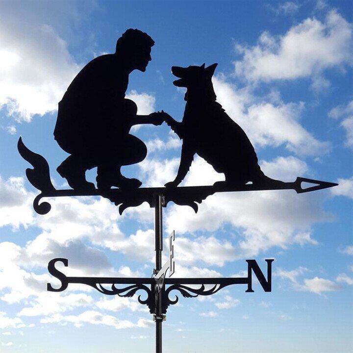 Weather Vane In Metal Construction With Animal Silhouette For Garden Or Roof