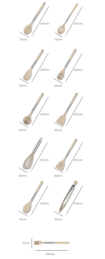 Kitchenora Utensil Set With Silicone Heads And Wood-Style Handles