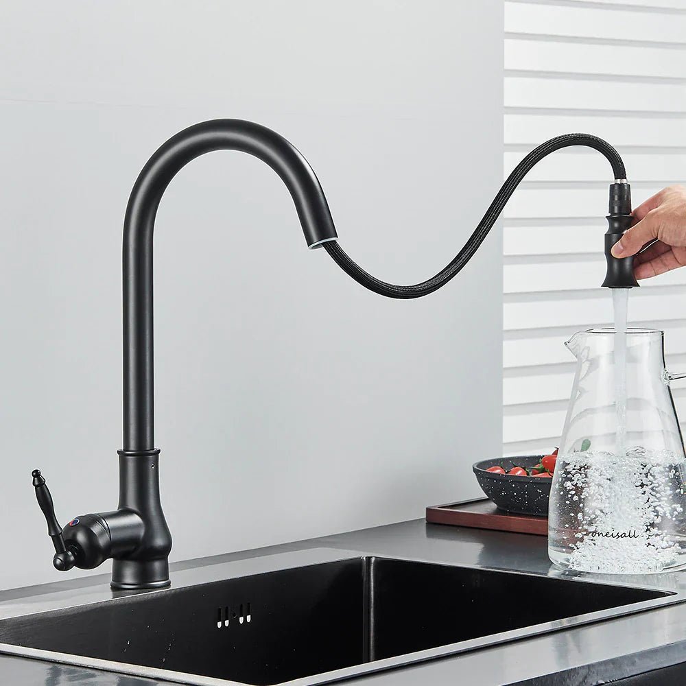 Kitchflow antiek bronzen uittrekbare keukenkraan met sensortouch