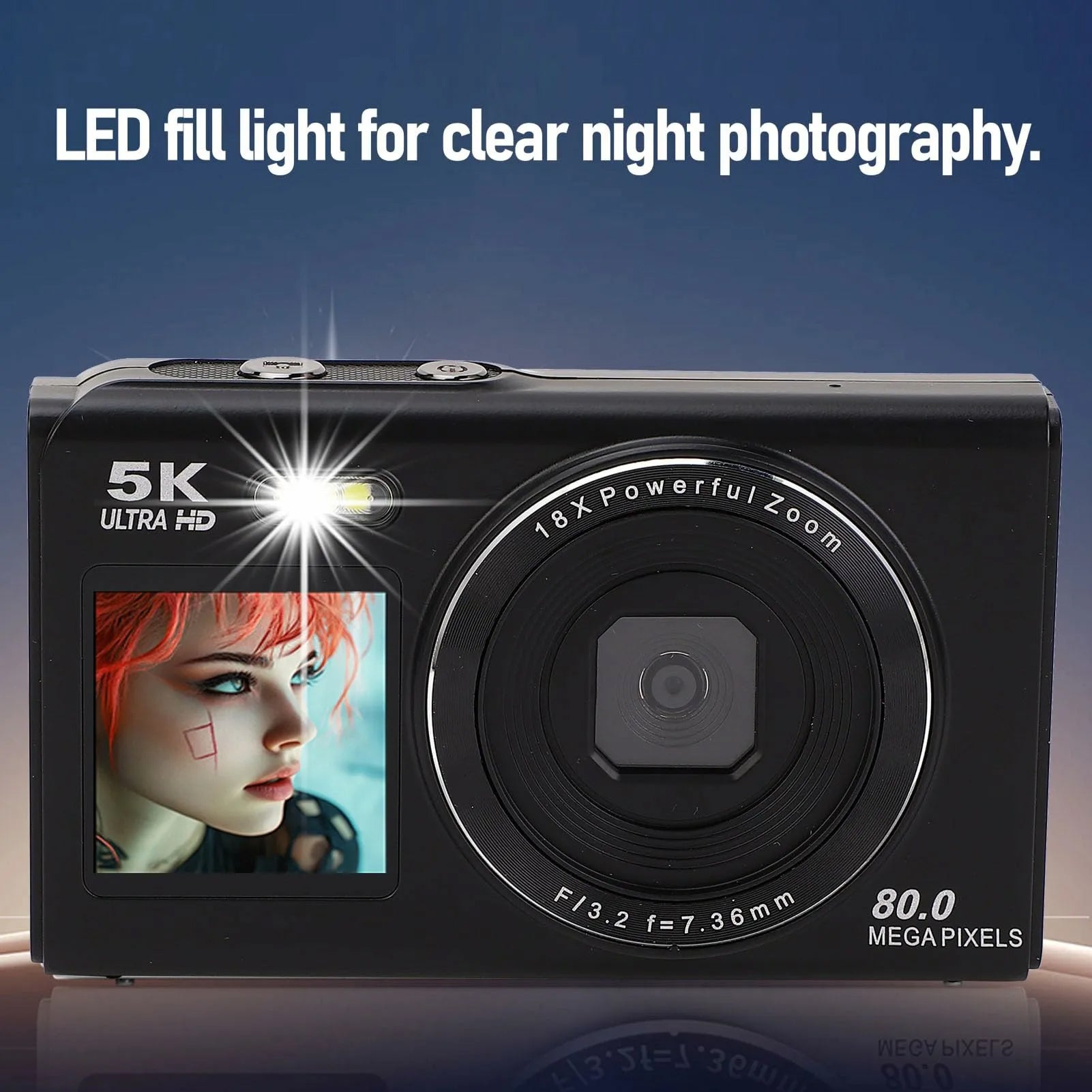 ClikVis dvouobrazovkový fotoaparát s 5K videem, 80MP fotografiemi a 18× zoomem