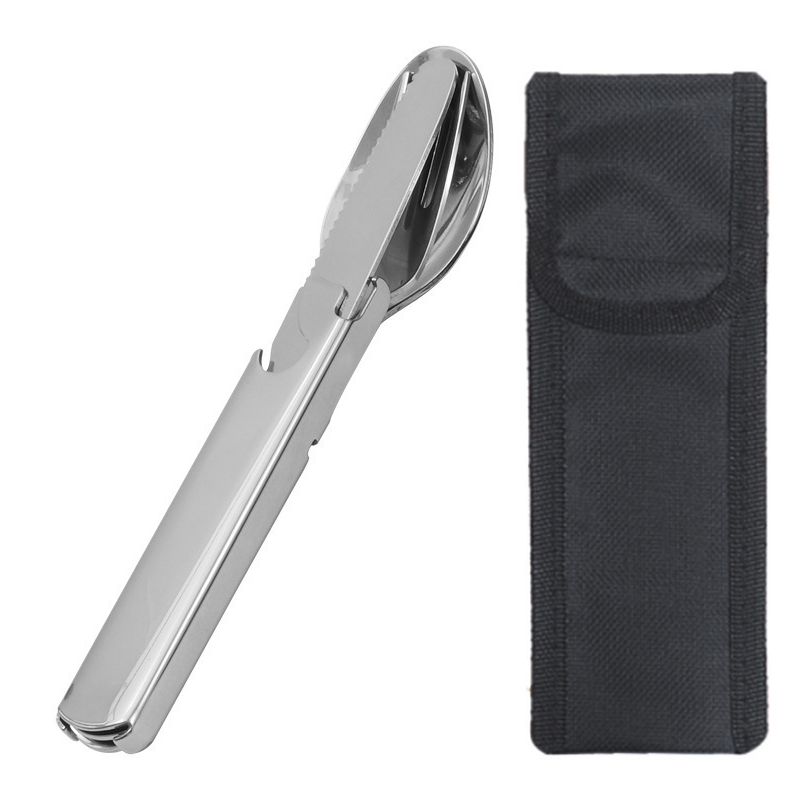 Outdoor Foldable Cutlery Set Stainless Steel 4 Tools