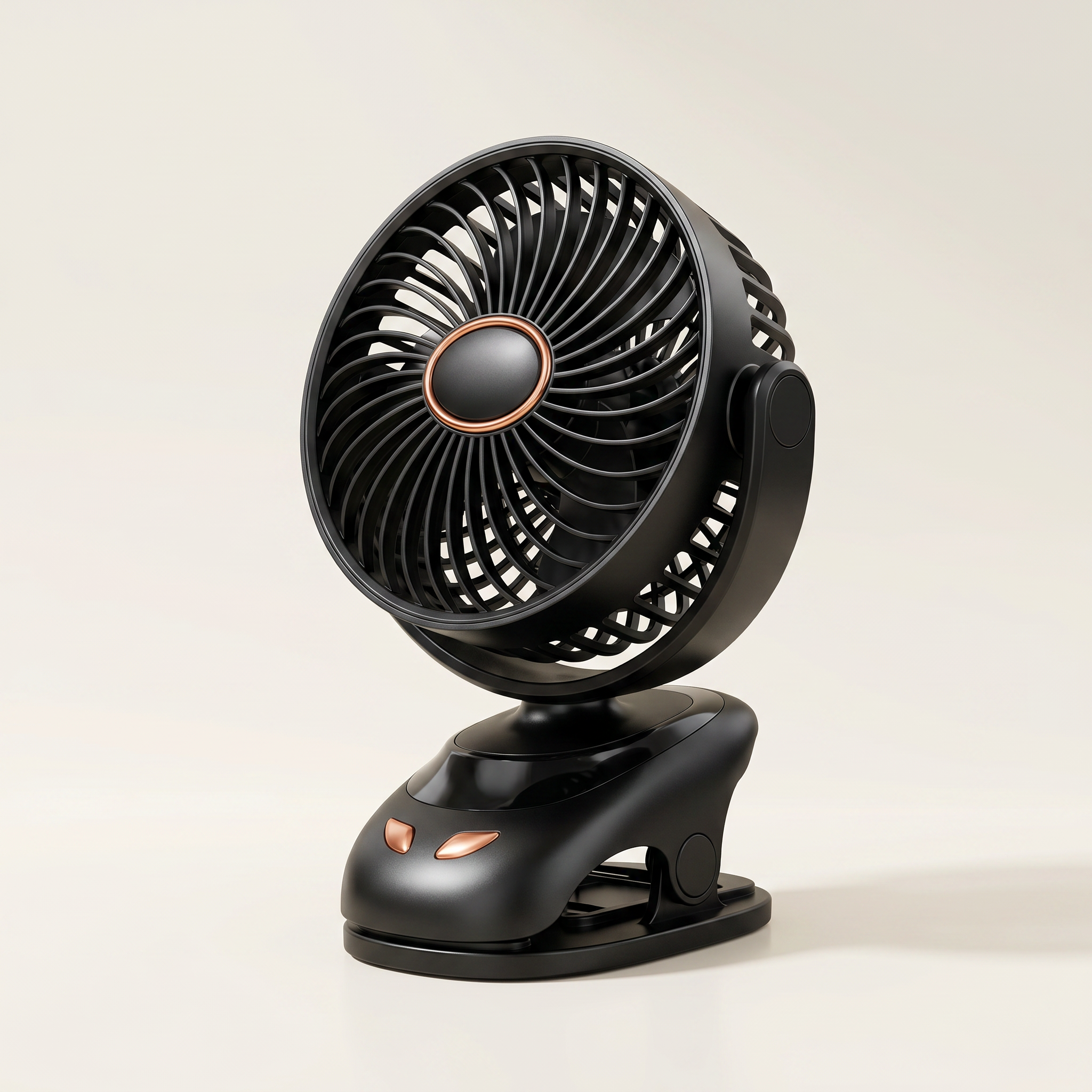 Dobíjecí ventilátor na klip s LED displejem, pěti rychlostmi, bezkartáčovým motorem