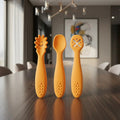 LEARN2EAT Silicone Utensils Set for Babies and Toddlers With Spoon and Fork, Knife