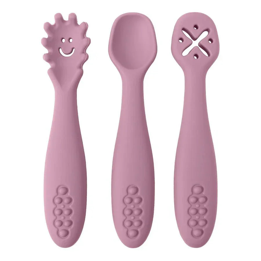 LEARN2EAT Silicone Utensils Set for Babies and Toddlers With Spoon and Fork, Knife