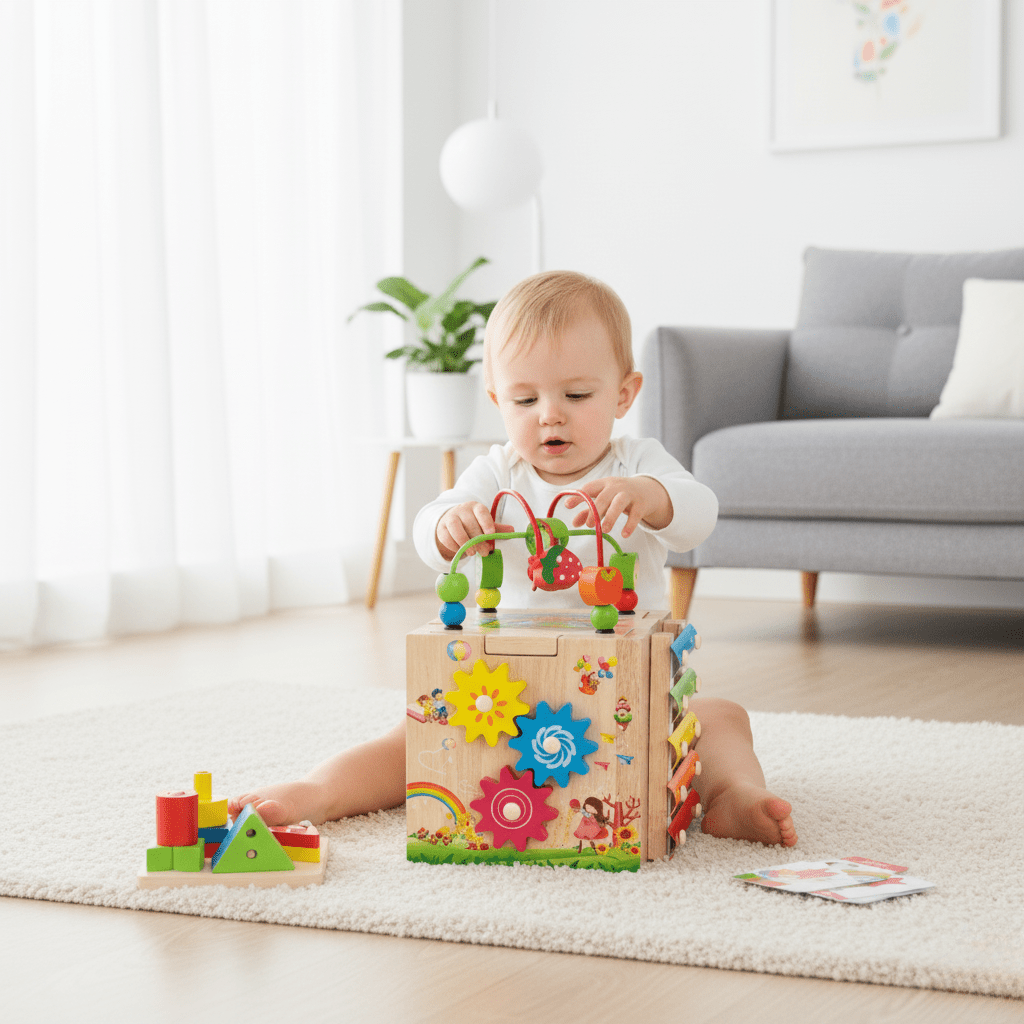 LEARNICUBE 8 w 1 Drewniana Kostka Montessori dla Maluchów