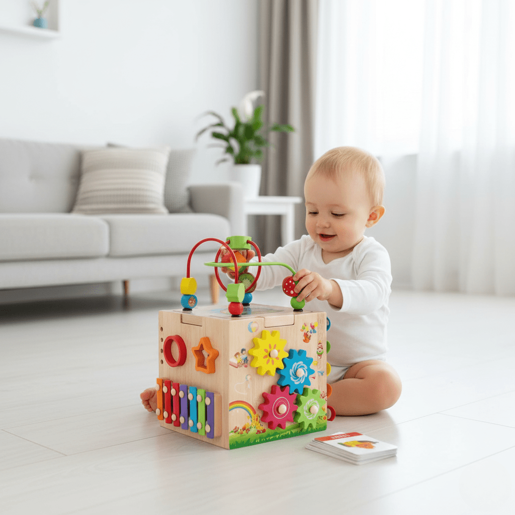 LEARNICUBE 8 w 1 Drewniana Kostka Montessori dla Maluchów