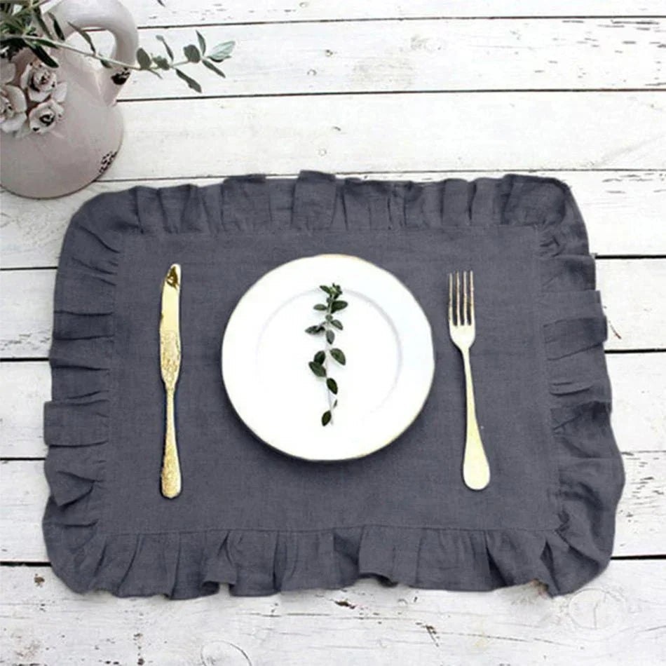LINENBLOOM Linen Napkin With Ruffle Edge For Timeless Tables