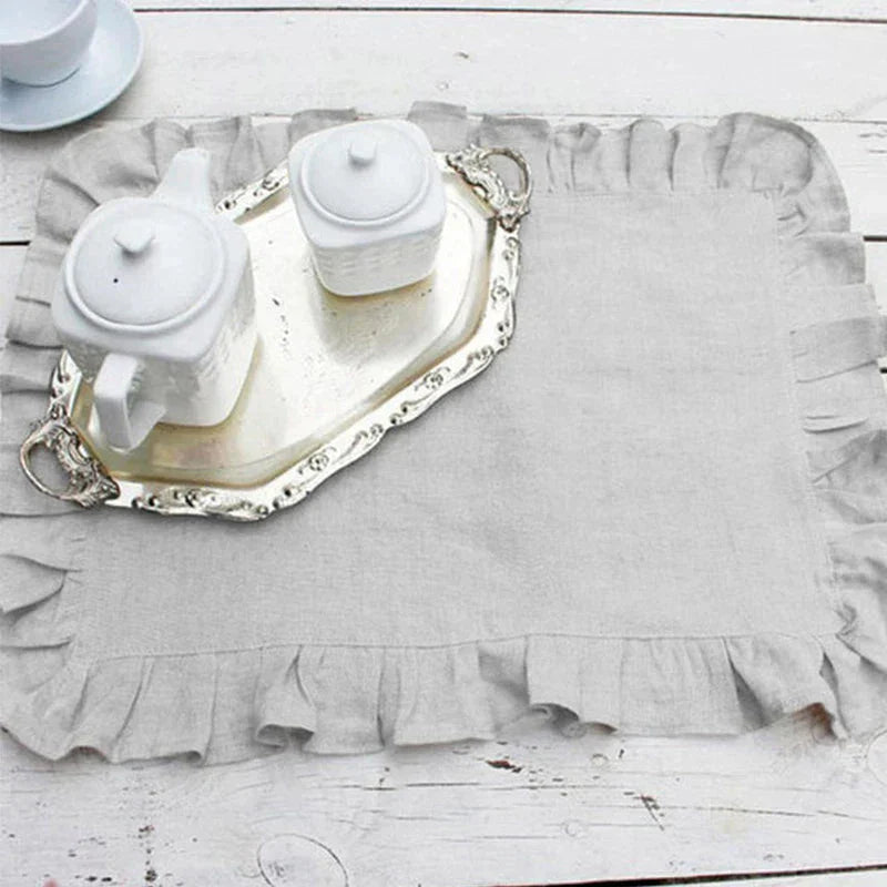 LINENBLOOM Linen Napkin With Ruffle Edge For Timeless Tables