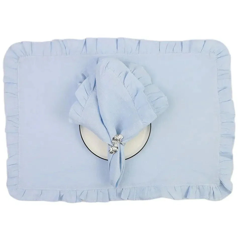 LINENBLOOM Linen Napkin With Ruffle Edge For Timeless Tables