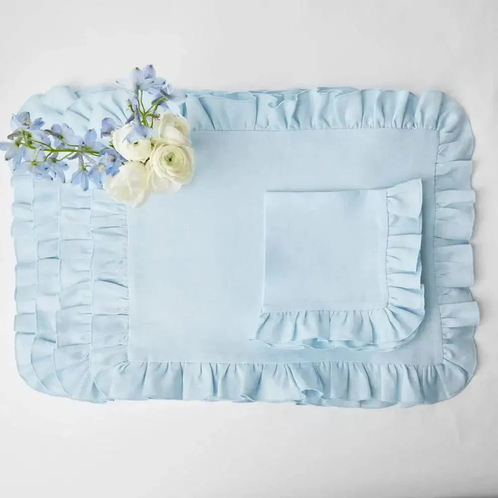 LINENBLOOM Linen Napkin With Ruffle Edge For Timeless Tables