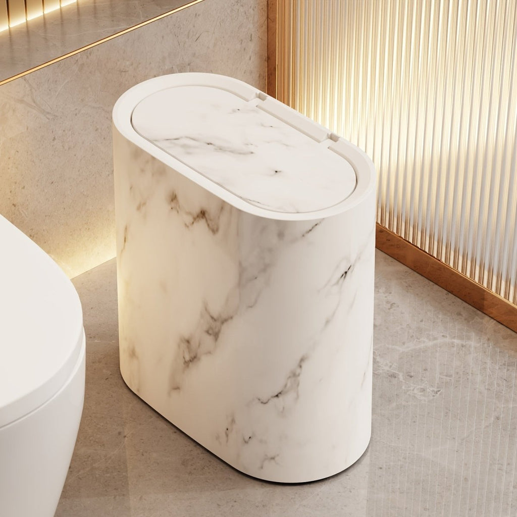 LIVELUX Cestino per Rifiuti in Marmo Forma Ovale per Bagno e Cucina