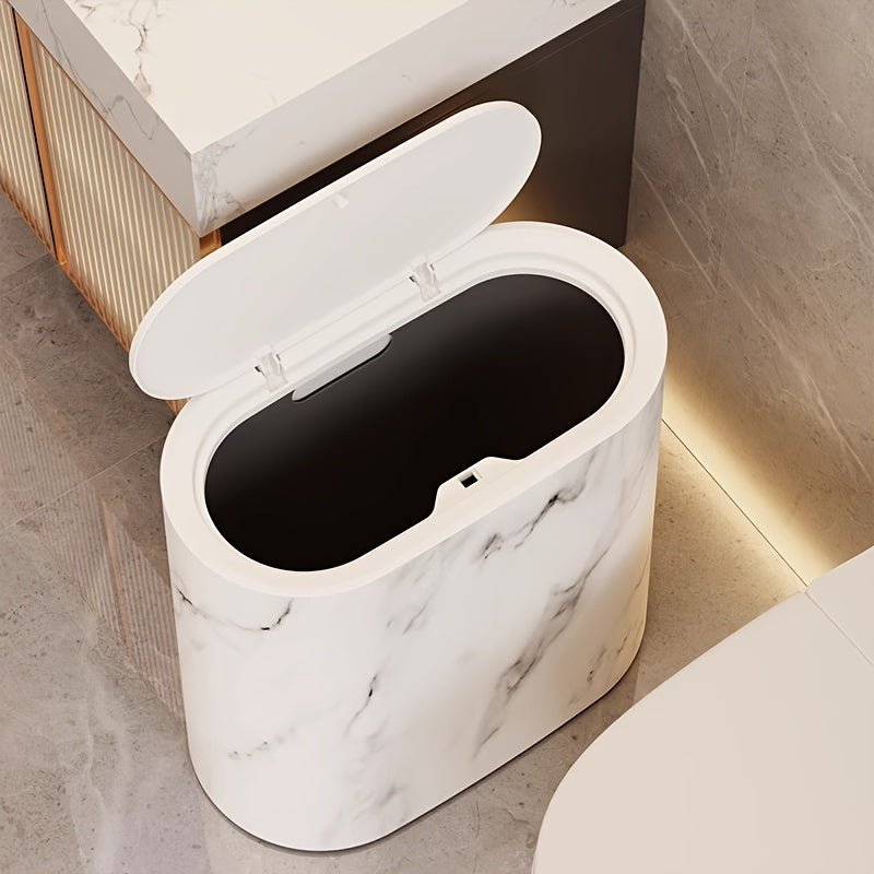 LIVELUX Cestino per Rifiuti in Marmo Forma Ovale per Bagno e Cucina