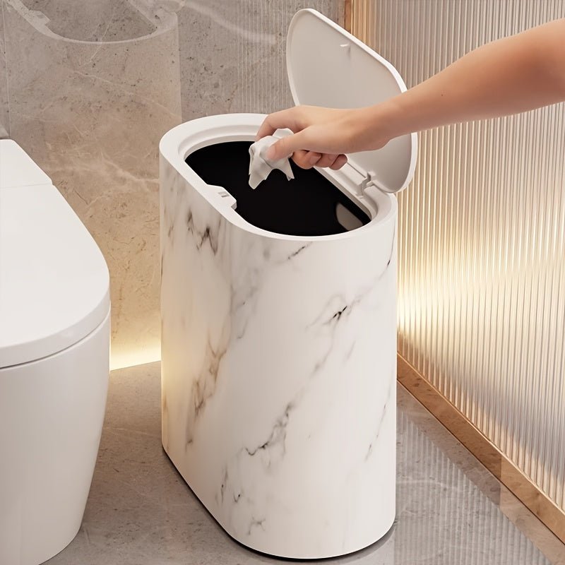 LIVELUX Cestino per Rifiuti in Marmo Forma Ovale per Bagno e Cucina